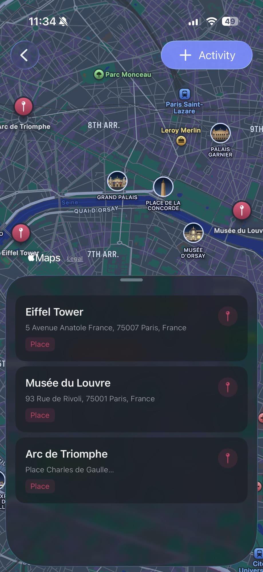 Kadoo activity map screen