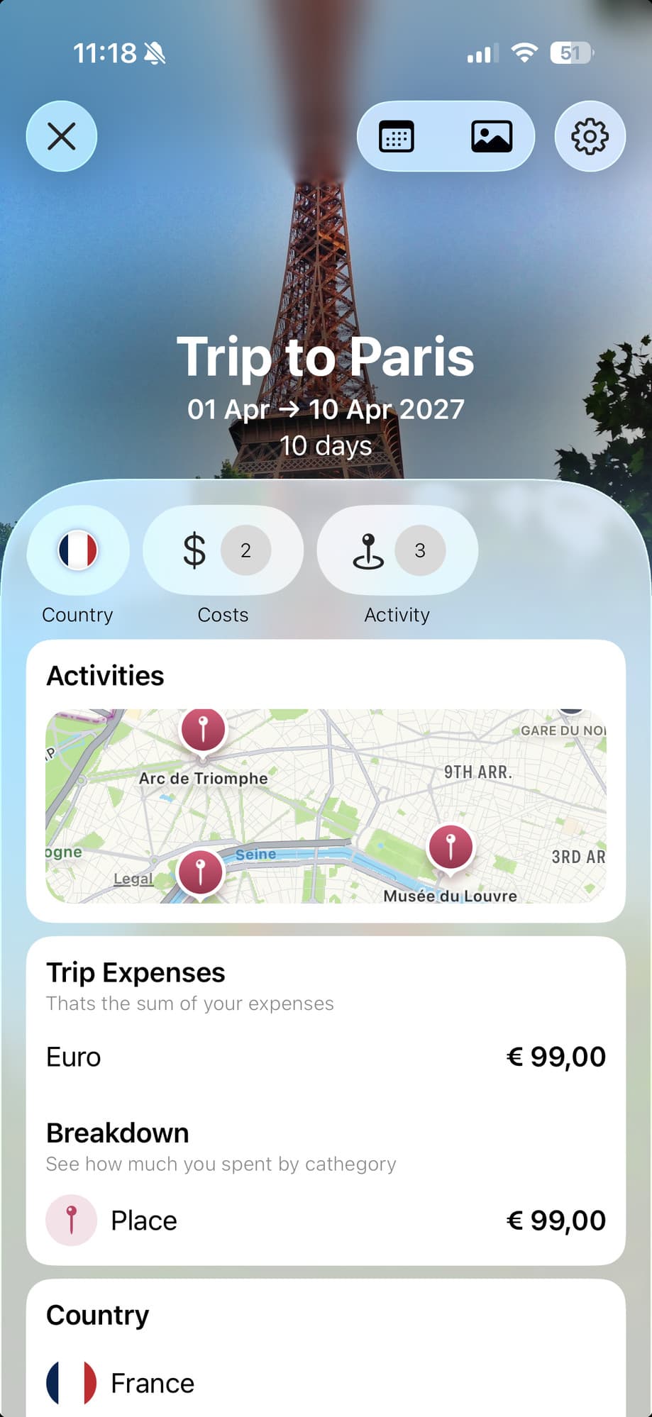 Kadoo trip detail screen